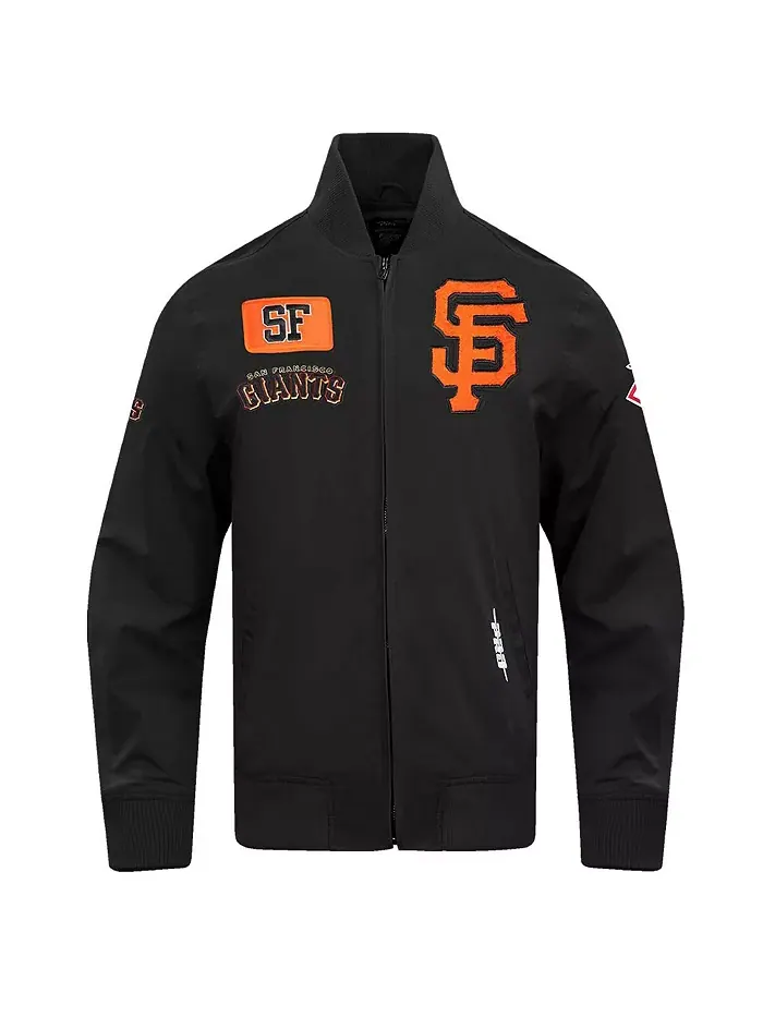 Мужская черная бейсбольная куртка San Francisco Giants с полной застежкой-молнией и кодом города — изображение 4 из 5
