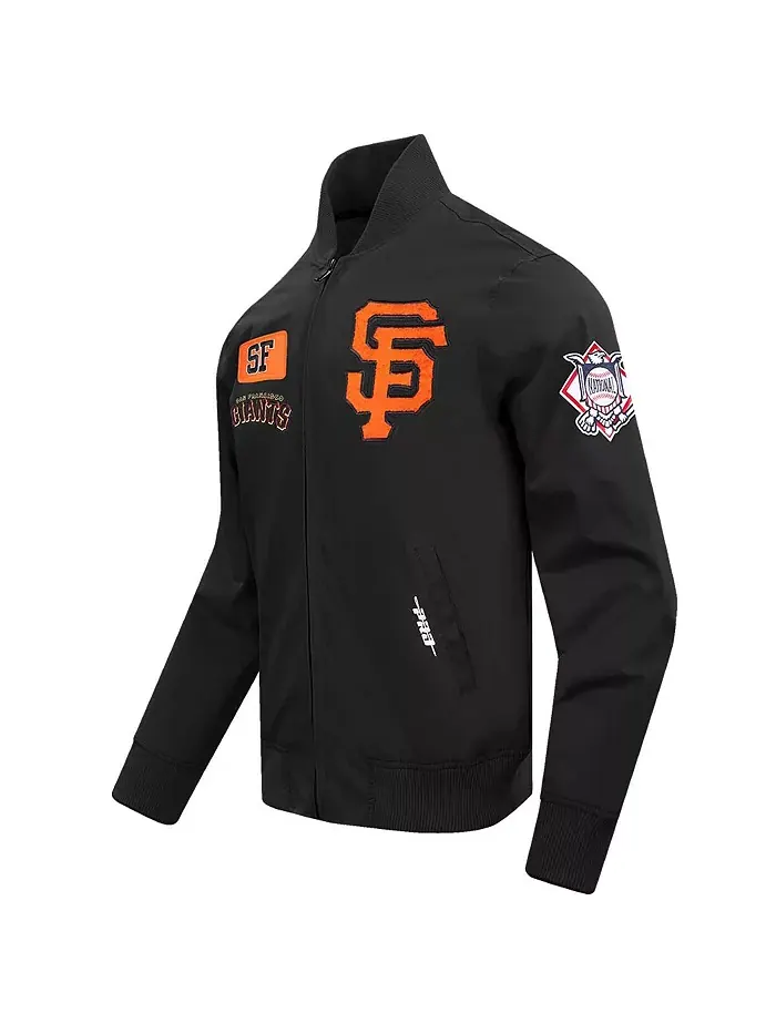 Мужская черная бейсбольная куртка San Francisco Giants с полной застежкой-молнией и кодом города — изображение 5 из 5