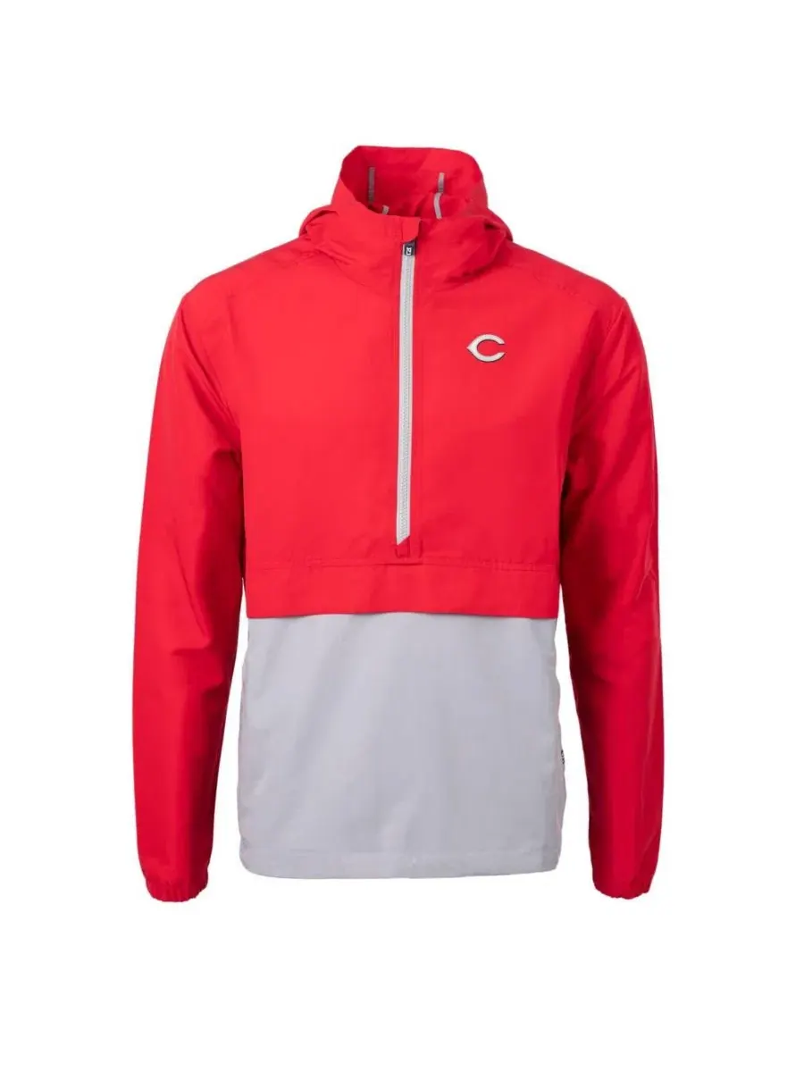 Ветровка-анорак с полузамком Cincinnati Reds Charter Eco Cutter & Buck — изображение 3 из 3, красный серый