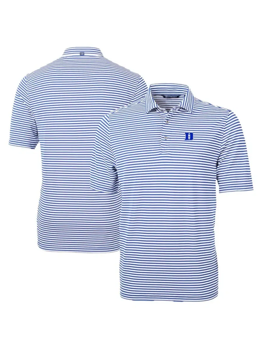 Мужское поло-рубашка Royal Duke Blue Devils Virtue Eco Pique Stripe DryTec Cutter & Buck