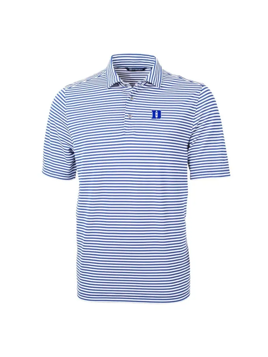 Мужское поло-рубашка Royal Duke Blue Devils Virtue Eco Pique Stripe DryTec Cutter & Buck — изображение 2 из 3, королевский