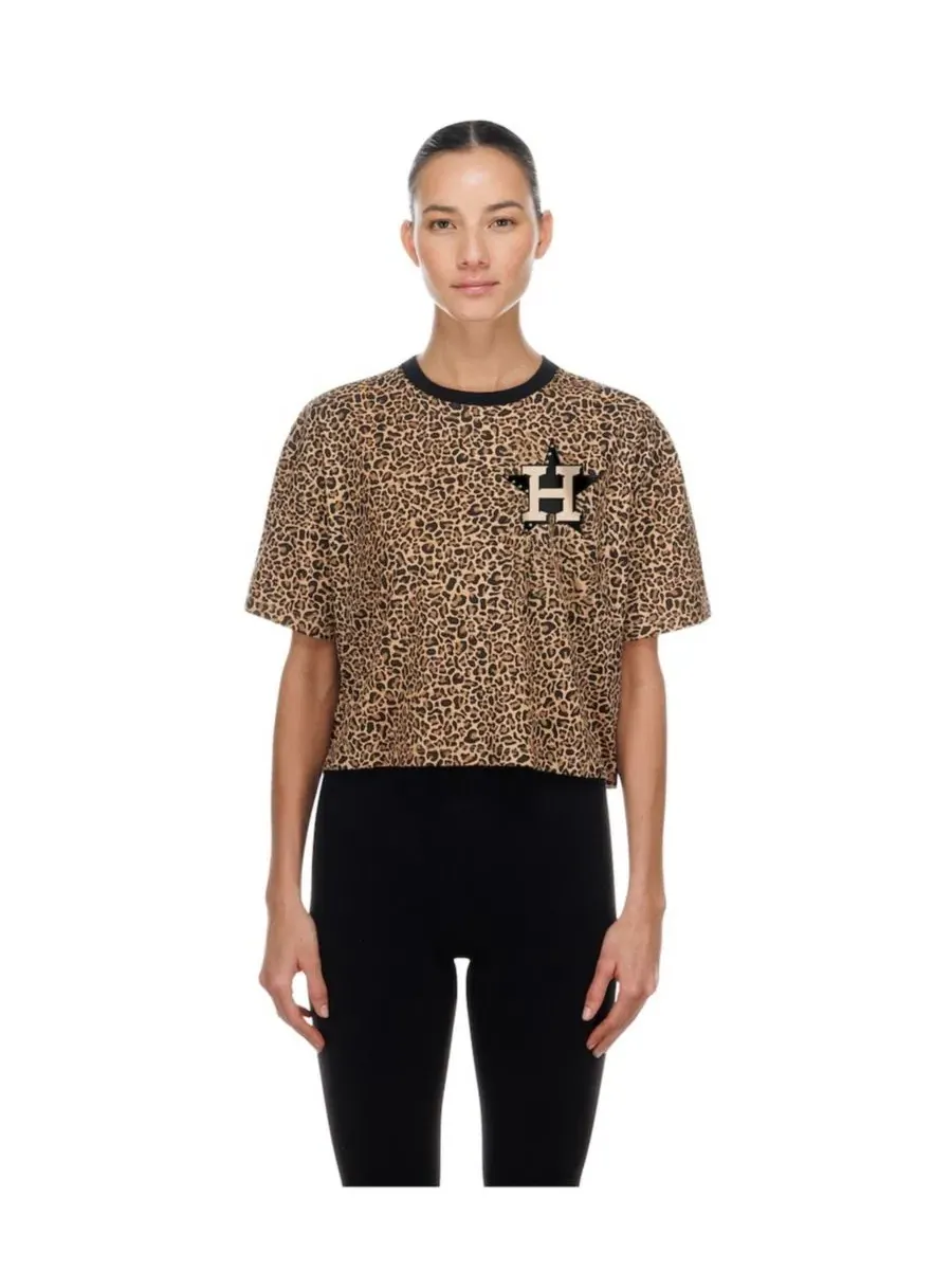 Футболка-кроп с принтом Leopard Boxy Cropped New Era