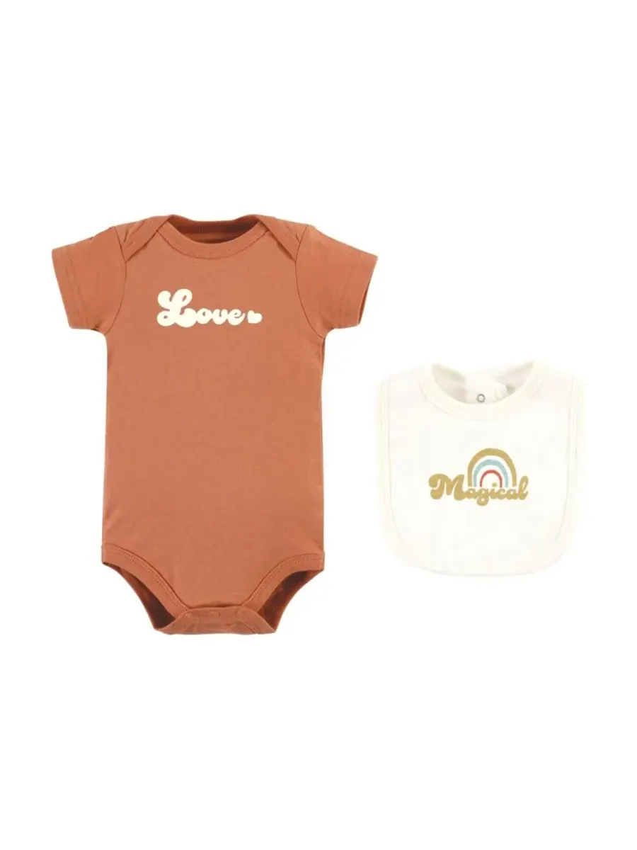 Хлопковый комплект для сна и игр: боди и нагрудник-бандана Hudson Baby, Magical Rainbow — изображение 4 из 4