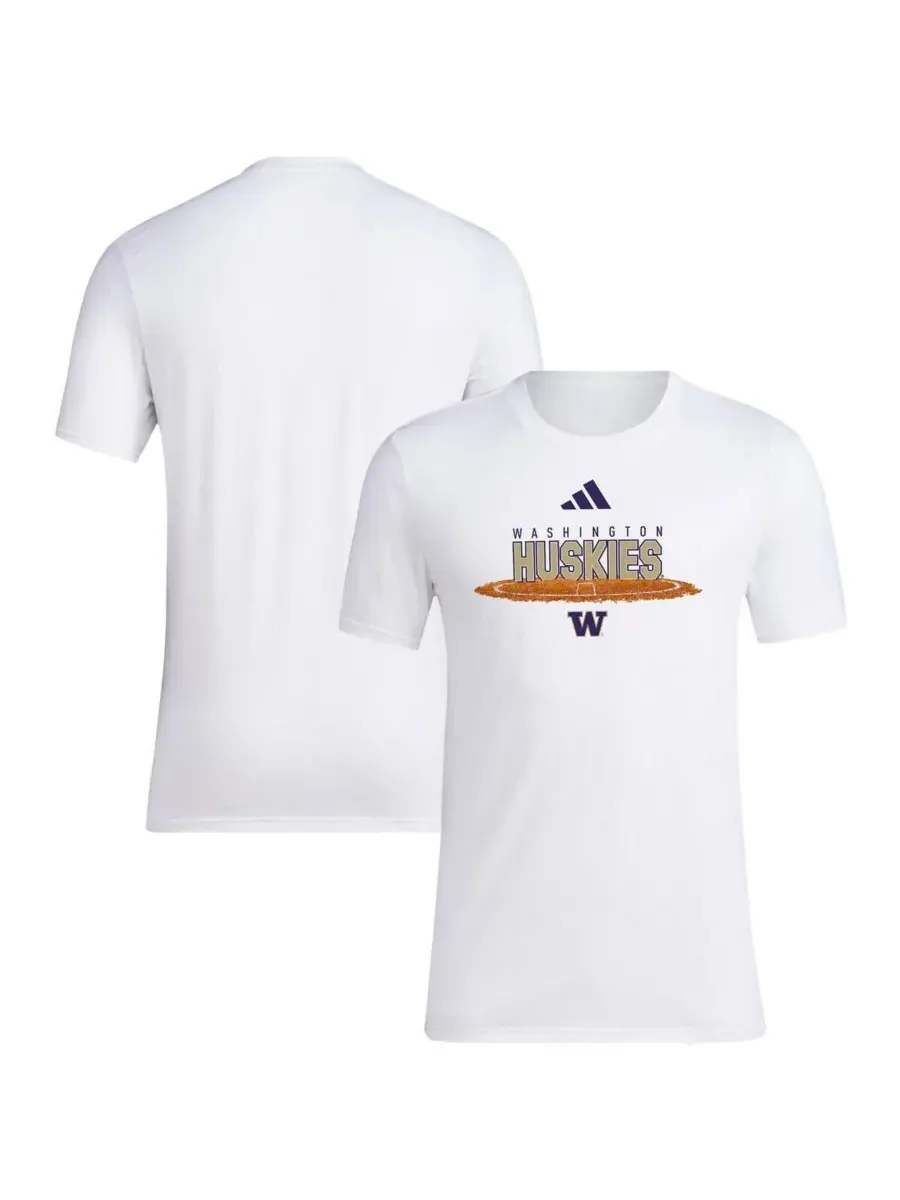 Adidas Мужская белая футболка Washington Huskies с круглым вырезом для питчера в стиле софтбола