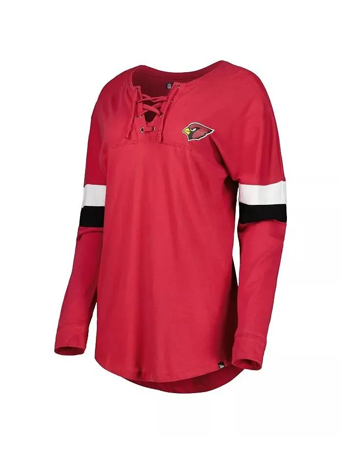 Женская футболка Cardinal Arizona Cardinals Athletic Varsity со шнуровкой и длинными рукавами New — изображение 2 из 2