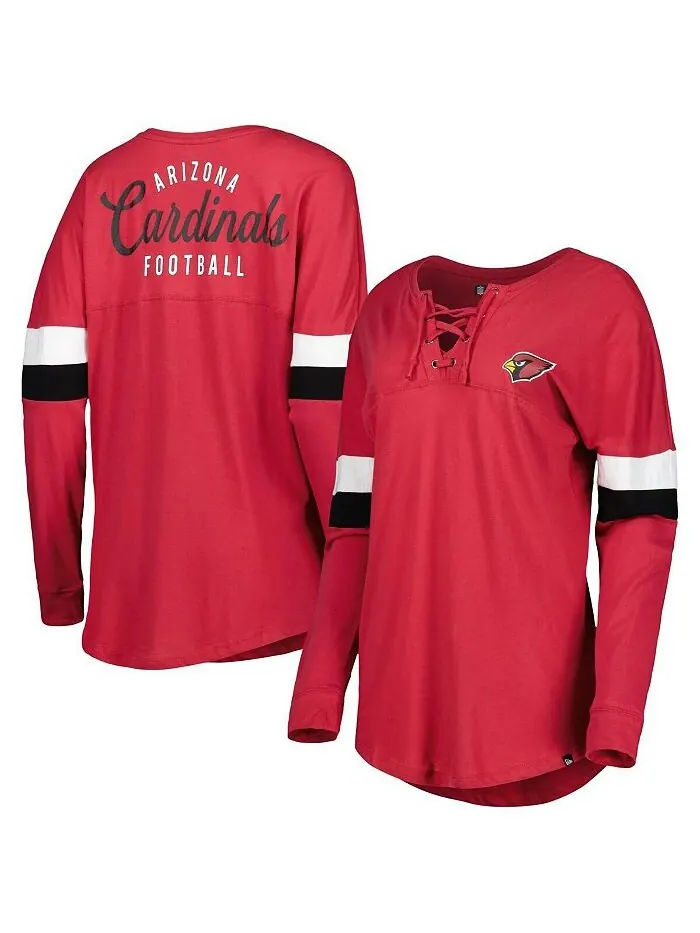 Женская футболка Cardinal Arizona Cardinals Athletic Varsity со шнуровкой и длинными рукавами New — изображение 1 из 2