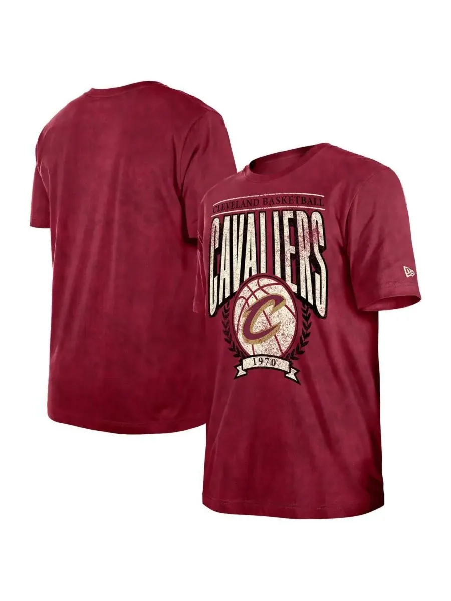 New Era Мужская футболка Cleveland Cavaliers Hardwood Classics Oversized Boxy Mineral Wash винного
