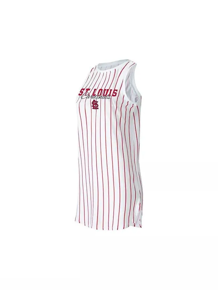 Женская белая ночная рубашка без рукавов в тонкую полоску St. Louis Cardinals Reel Concepts Sport — изображение 1 из 1