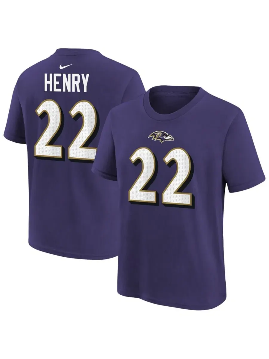 Футболка с именем и номером игрока Derrick Henry Purple Baltimore Ravens Nike