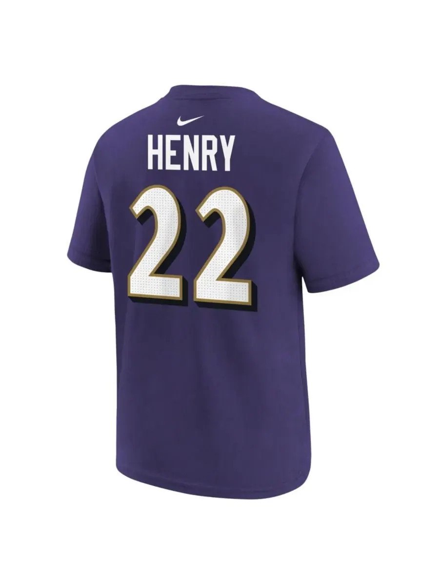 Футболка с именем и номером игрока Derrick Henry Purple Baltimore Ravens Nike — изображение 2 из 3, фиолетовый