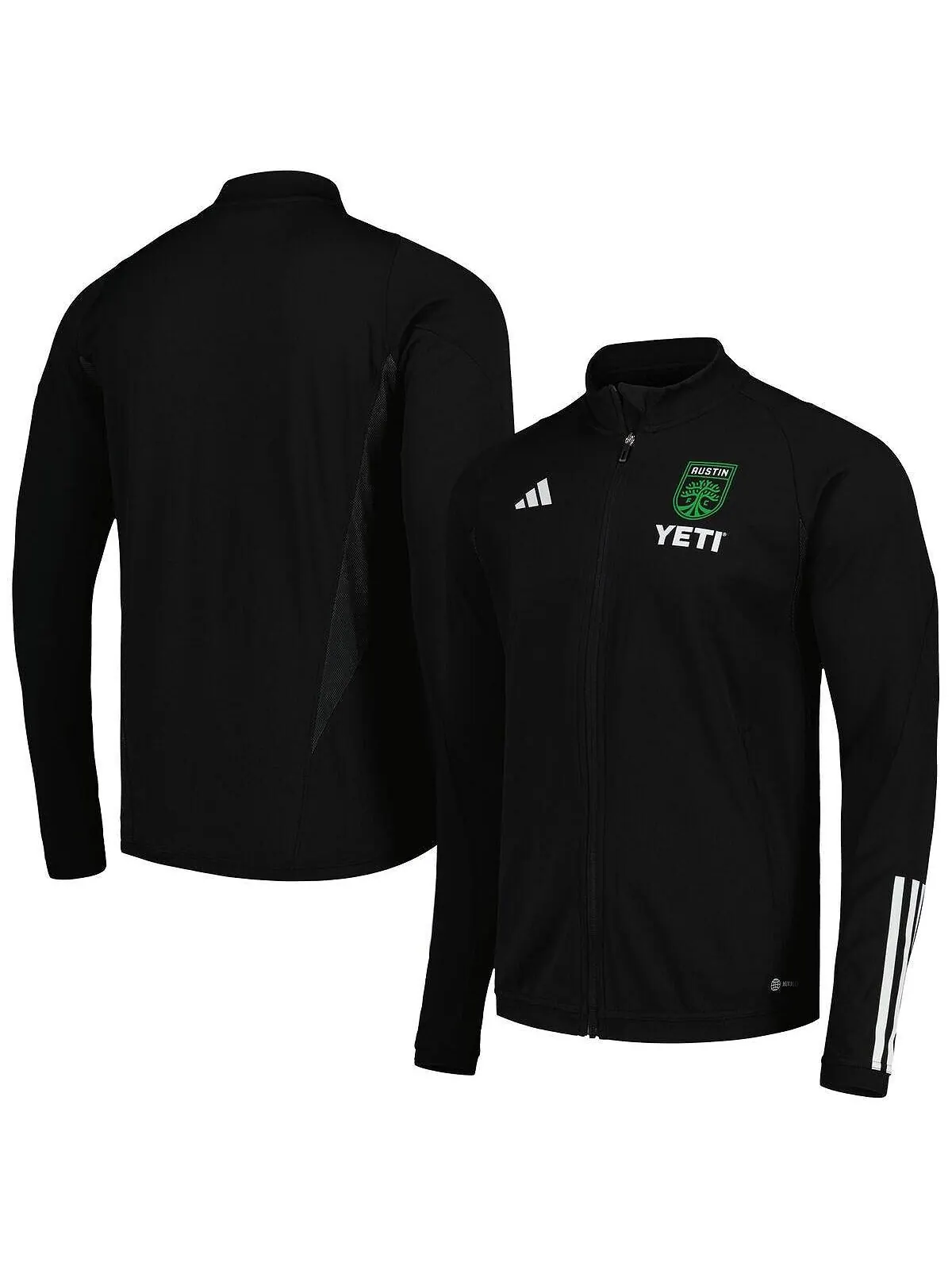 Мужская черная тренировочная футболка с молнией во всю длину Austin FC 2023 AEROREADY adidas — изображение 4 из 6, черный