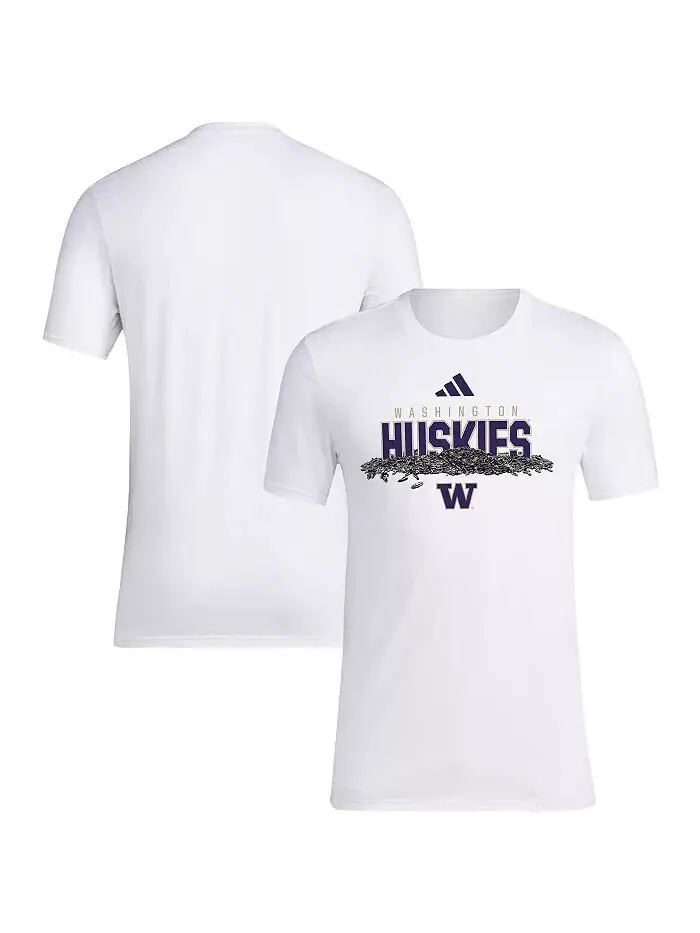 Мужская белая бейсбольная футболка Washington Huskies с изображением семян подсолнечника adidas