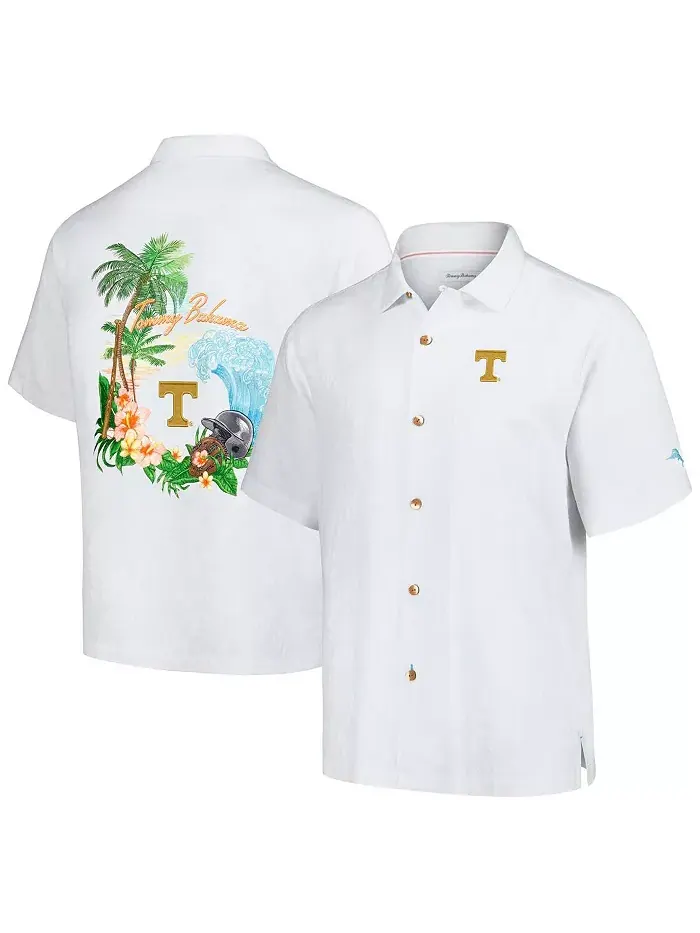Мужская белая рубашка на пуговицах Tennessee Volunteers Castaway Game Camp Tommy Bahama