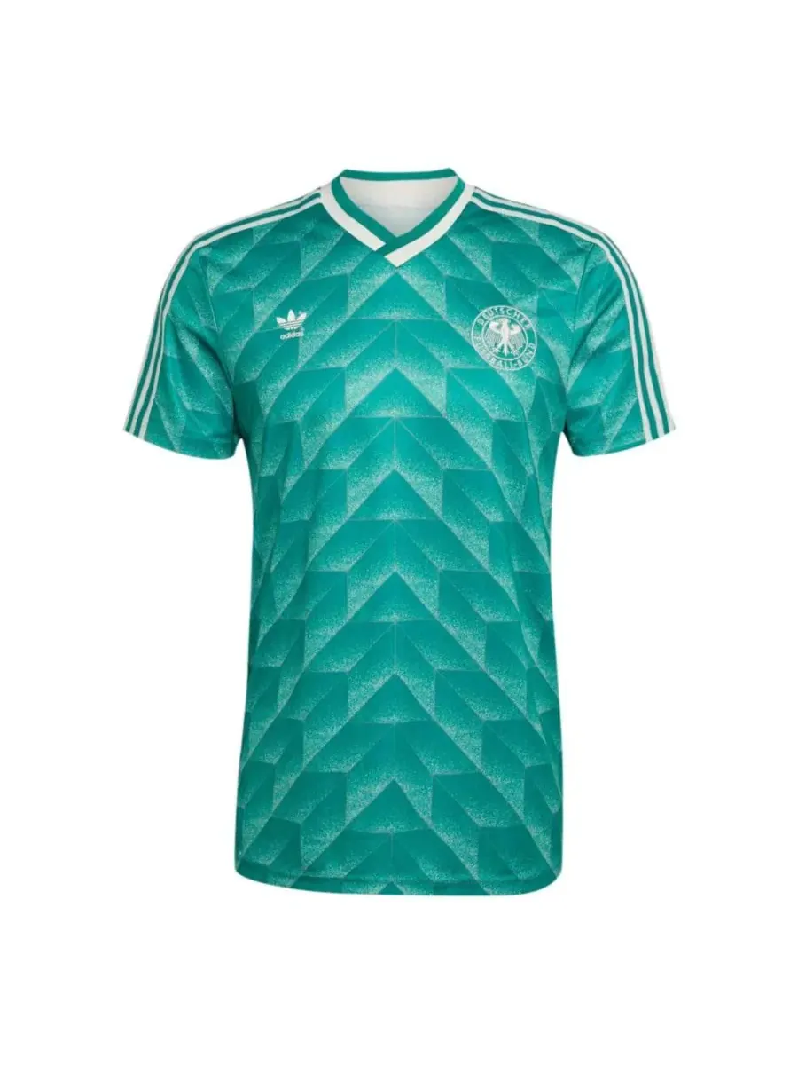 Футболка с коротким рукавом и V-образным вырезом, с принтом, Германия 1990 adidas — изображение 3 из 5, зеленый