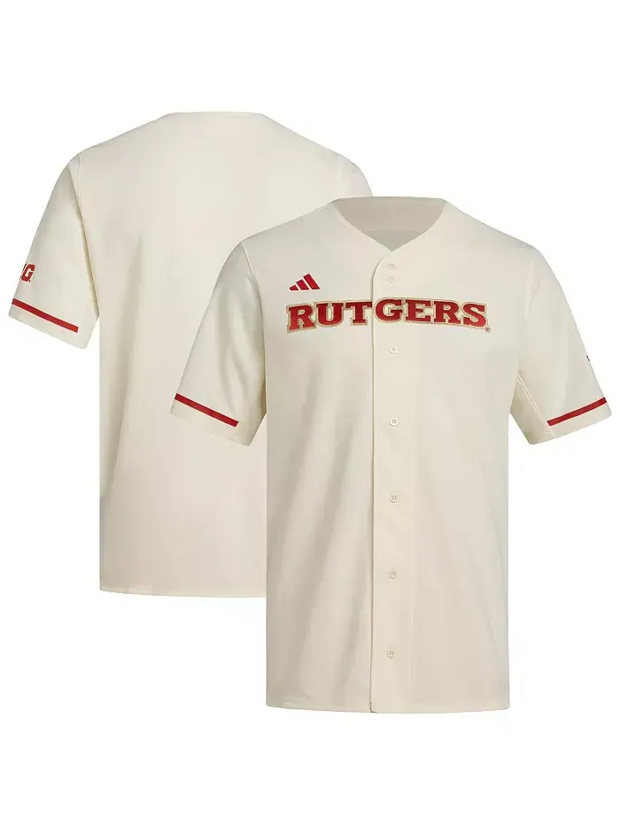 Мужская бейсбольная реплика джерси Rutgers Scarlet Knights кремового цвета adidas