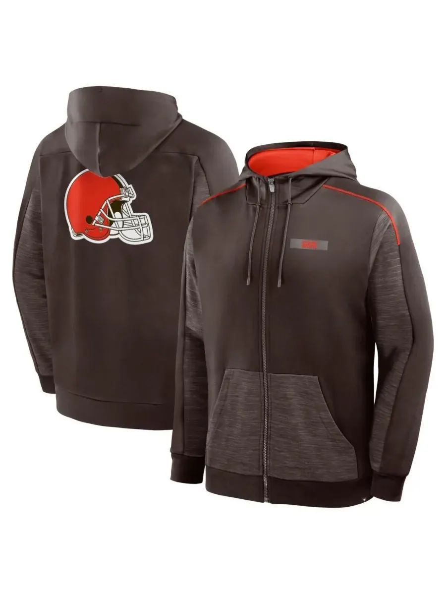 Fanatics Мужская коричневая толстовка на молнии с надписью Cleveland Browns Checkdown Pass