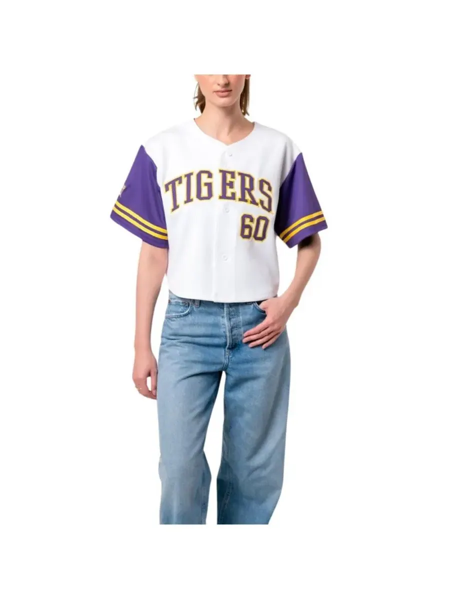 Established & Co. Женская белая укороченная бейсбольная футболка LSU Tigers — белый