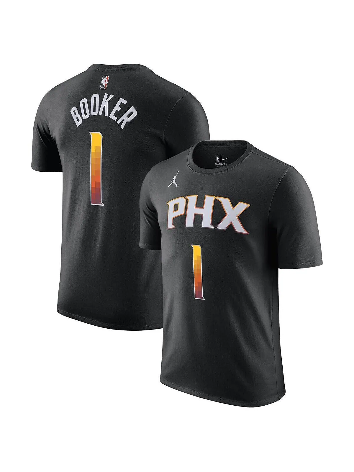 Мужская брендовая футболка Devin Booker Black Phoenix Suns 2022/23 Statement Edition с именем и — изображение 1 из 3, черный