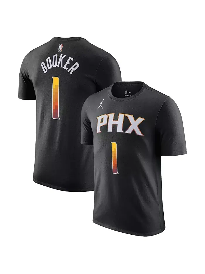 Мужская футболка Devin Booker Phoenix Suns 2022/23 Statement Edition с именем и номером (черная)