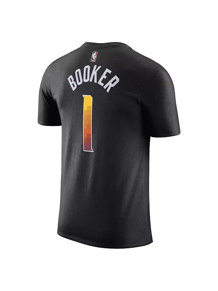 Мужская футболка Devin Booker Phoenix Suns 2022/23 Statement Edition с именем и номером (черная) — изображение 2 из 3