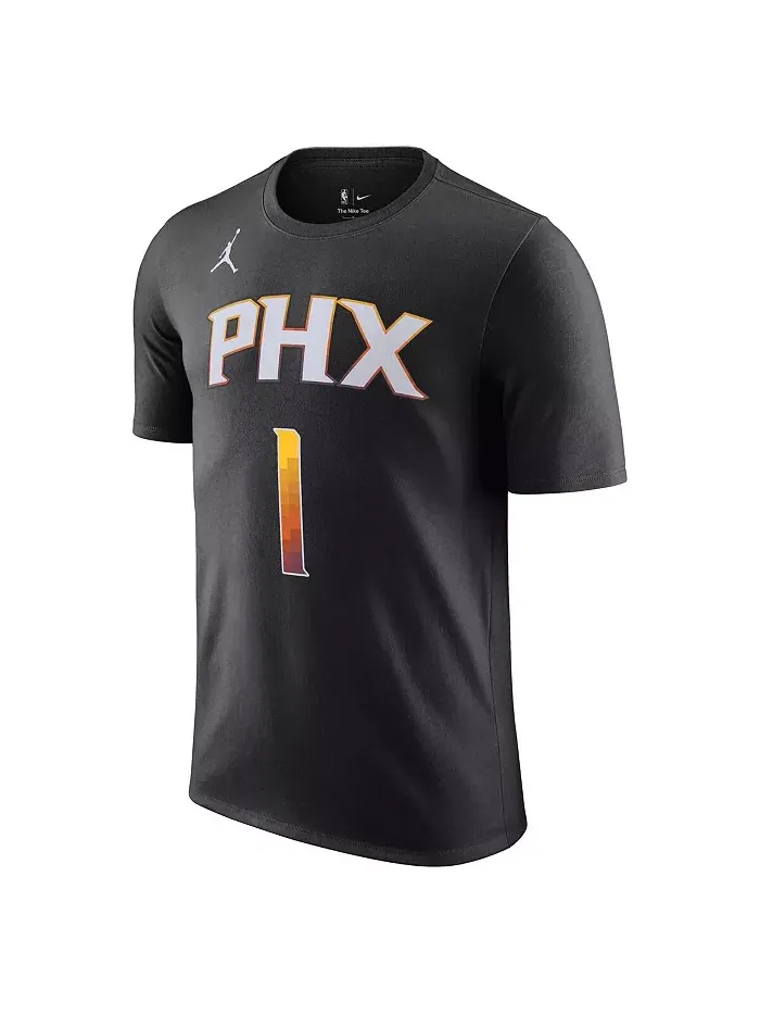 Мужская футболка Devin Booker Phoenix Suns 2022/23 Statement Edition с именем и номером (черная) — изображение 3 из 3
