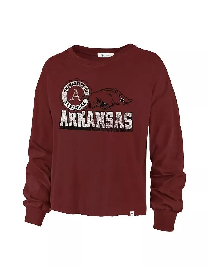 Женская футболка с длинным рукавом Cardinal Arkansas Razorbacks Bottom Line Parkway '47 Brand — изображение 3 из 3
