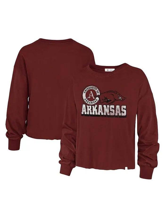 Женская футболка с длинным рукавом Cardinal Arkansas Razorbacks Bottom Line Parkway '47 Brand