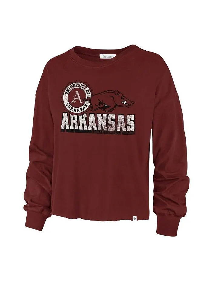 Женская футболка с длинным рукавом Cardinal Arkansas Razorbacks Bottom Line Parkway '47 Brand — изображение 3 из 3, красный