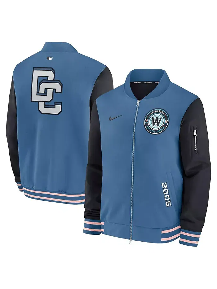 Мужская синяя бейсбольная куртка Washington Nationals 2025 City Connect Authentic Collection с
