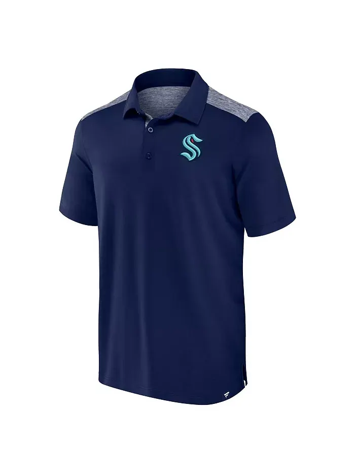 Мужская поло Seattle Kraken Iconic Brushed Blocked в темно-синем цвете Fanatics — изображение 2 из 3