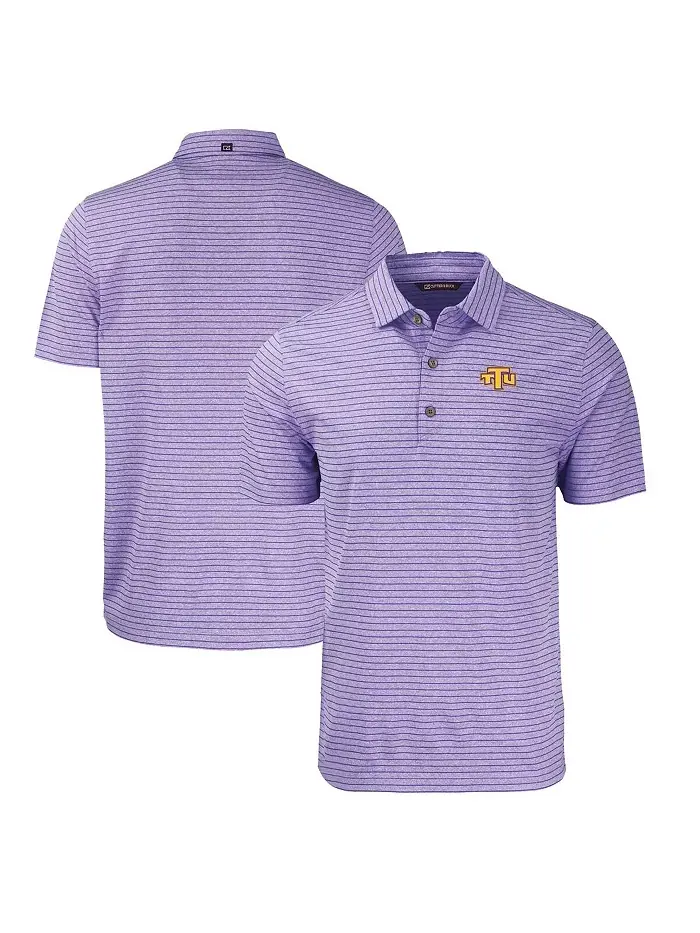 Мужская поло Heather Purple Tennessee Tech Golden Eagles Forge Eco Heathered Stripe Stretch Cutter