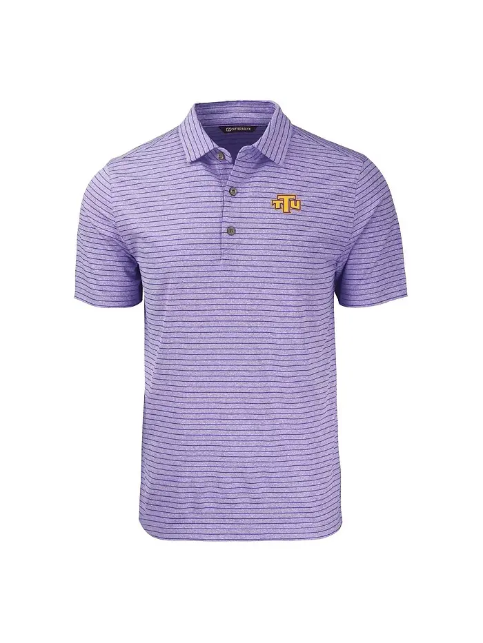Мужская поло Heather Purple Tennessee Tech Golden Eagles Forge Eco Heathered Stripe Stretch Cutter — изображение 2 из 3