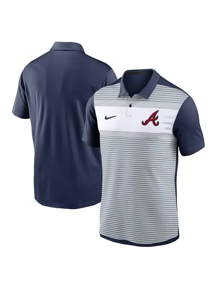 Мужская поло-рубашка Atlanta Braves Vapor в полоску, бело-синяя, для активного образа жизни Nike