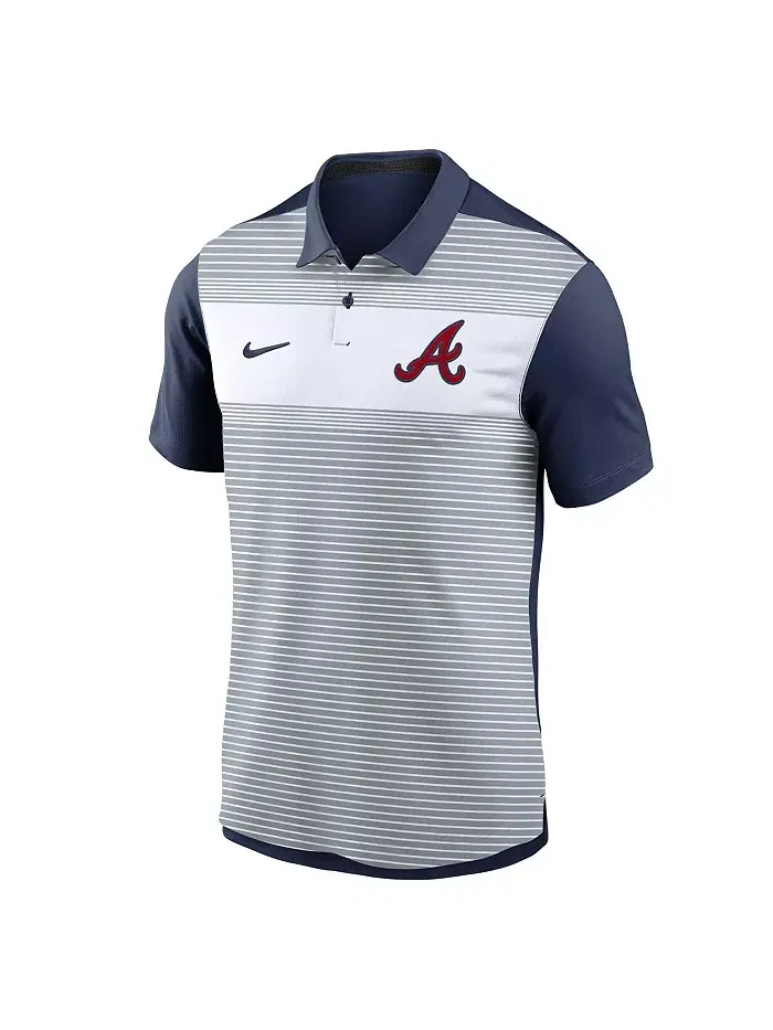 Мужская поло-рубашка Atlanta Braves Vapor в полоску, бело-синяя, для активного образа жизни Nike — изображение 3 из 3