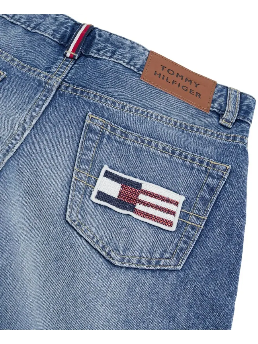 Джинсы свободного кроя с пятью карманами и отделкой из пайеток Tommy Hilfiger, Lexington Wash — изображение 6 из 6