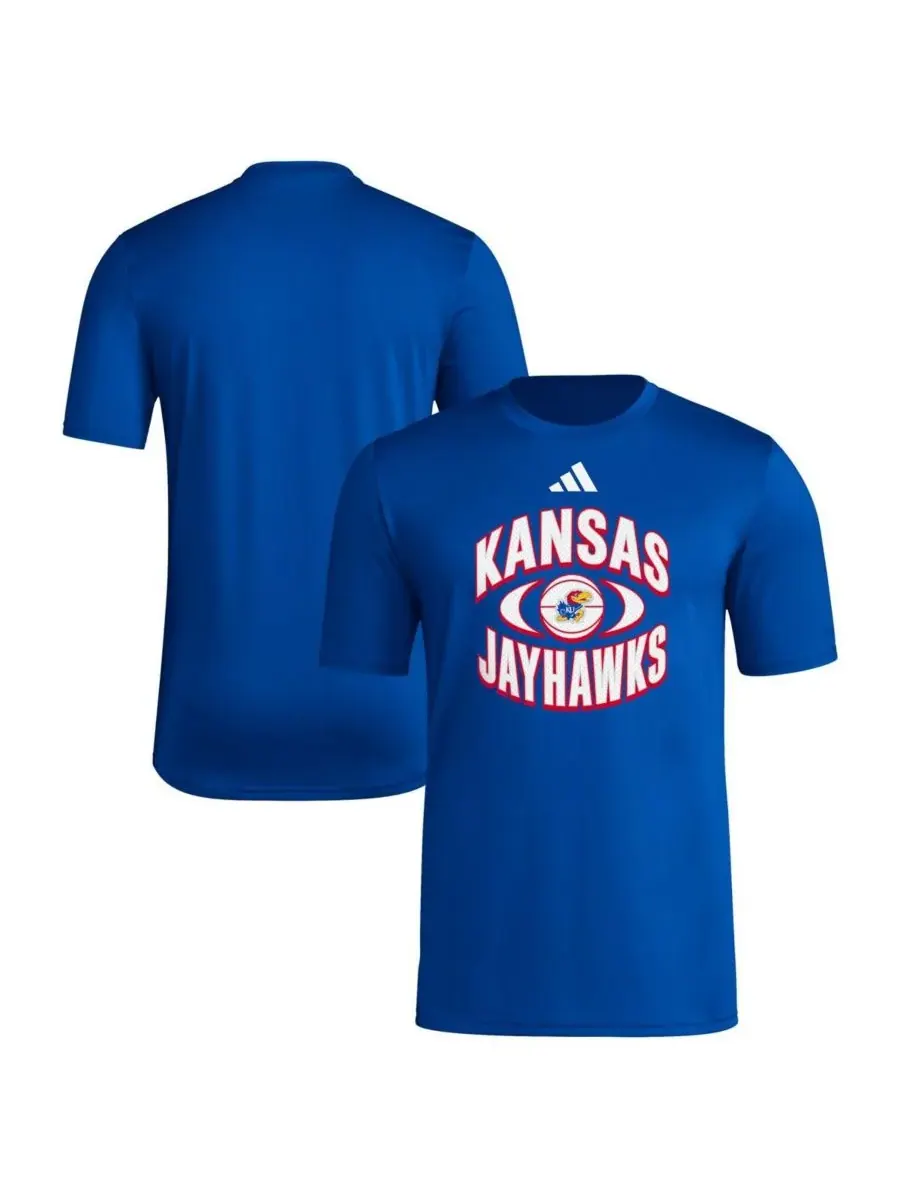 Мужская баскетбольная футболка Royal Kansas Jayhawks On Court Orbit Pregame Adidas