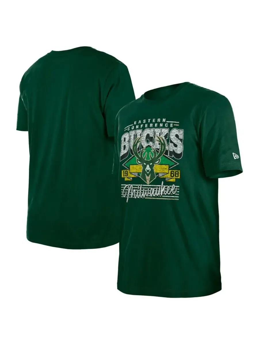 New Era Мужская футболка Milwaukee Bucks Sport Classics цвета «охотничий зеленый»