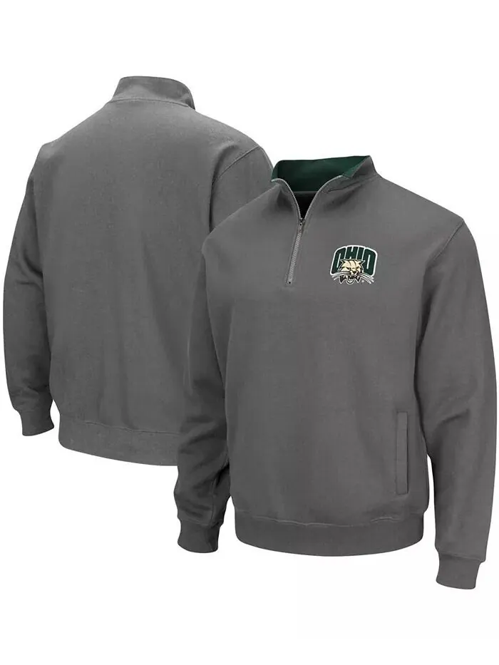 Мужская толстовка с логотипом Ohio Bobcats Tortugas цвета уголь и застежкой-молнией на четверть — изображение 1 из 3