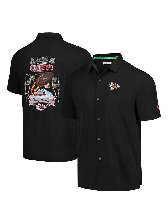 Мужская черная рубашка на пуговицах Kansas City Chiefs Tidal Kickoff Camp Tommy Bahama