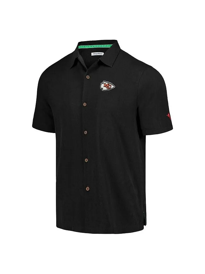 Мужская черная рубашка на пуговицах Kansas City Chiefs Tidal Kickoff Camp Tommy Bahama — изображение 2 из 3, черный