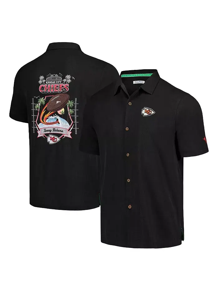 Мужская черная рубашка на пуговицах Kansas City Chiefs Tidal Kickoff Camp Tommy Bahama — изображение 1 из 3