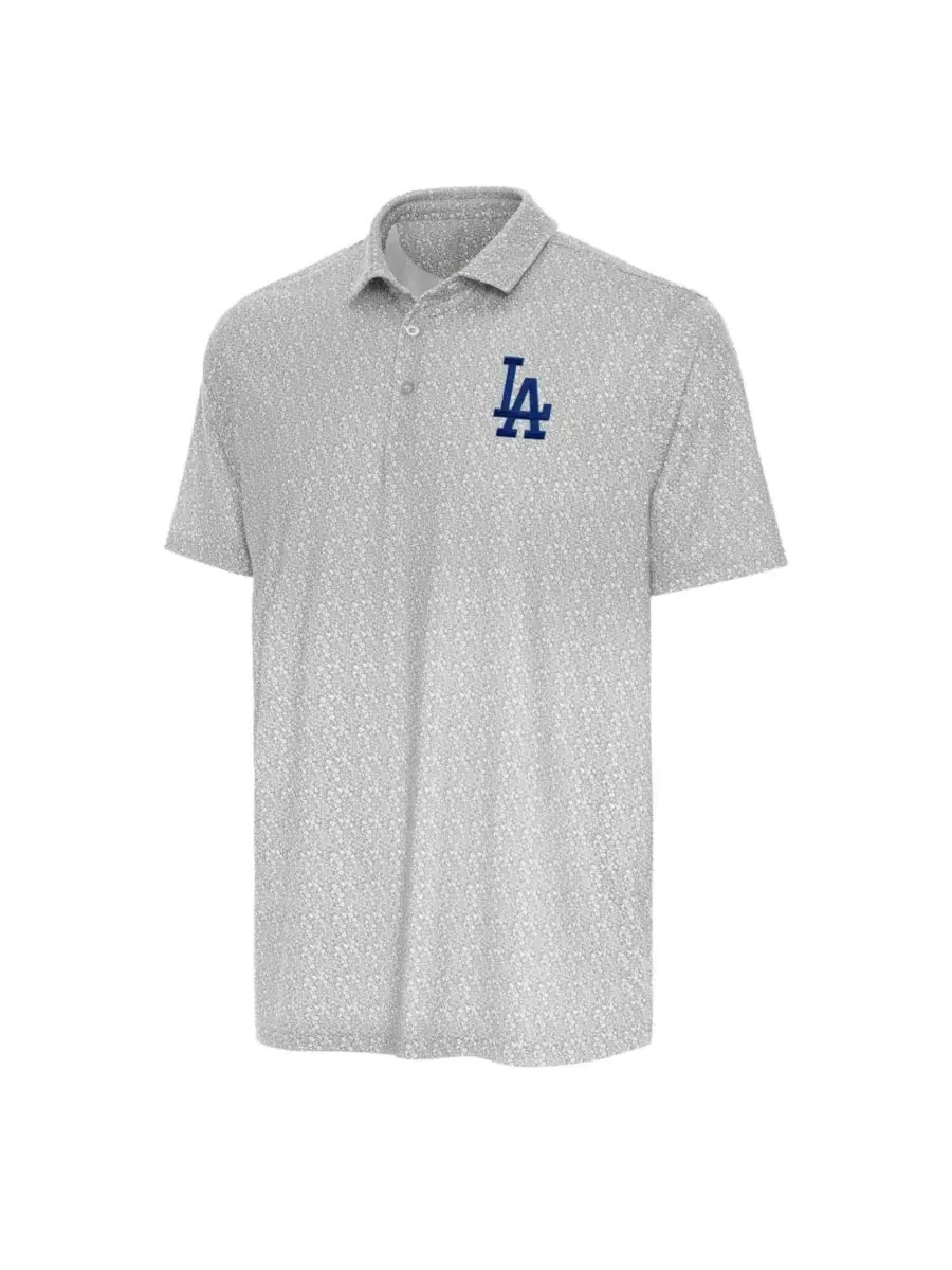 Мужское поло с принтом Botanic, Los Angeles Dodgers Antigua — изображение 2 из 3, серый белый
