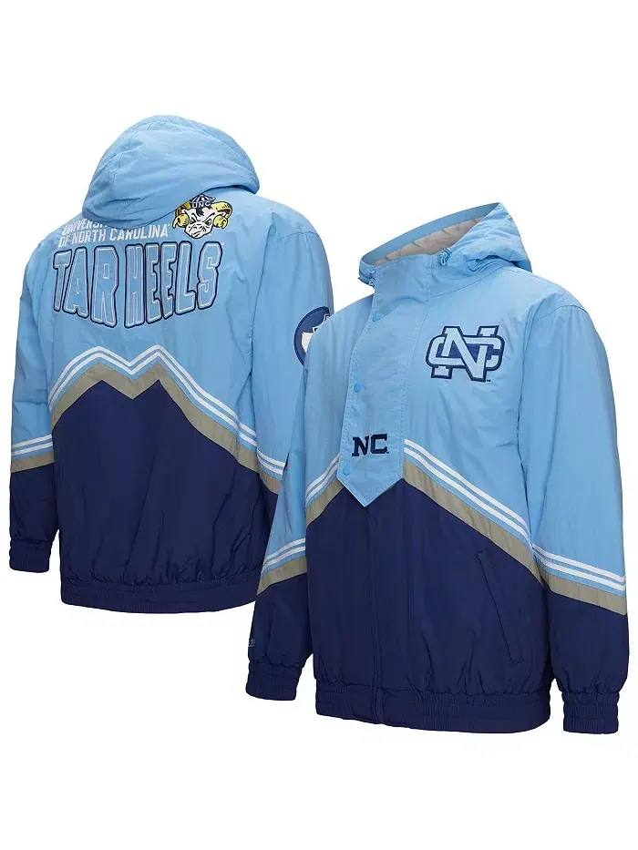 Мужская синяя/голубая куртка с молнией North Carolina Tar Heels Throw It Back Vintage Logo Mitchell