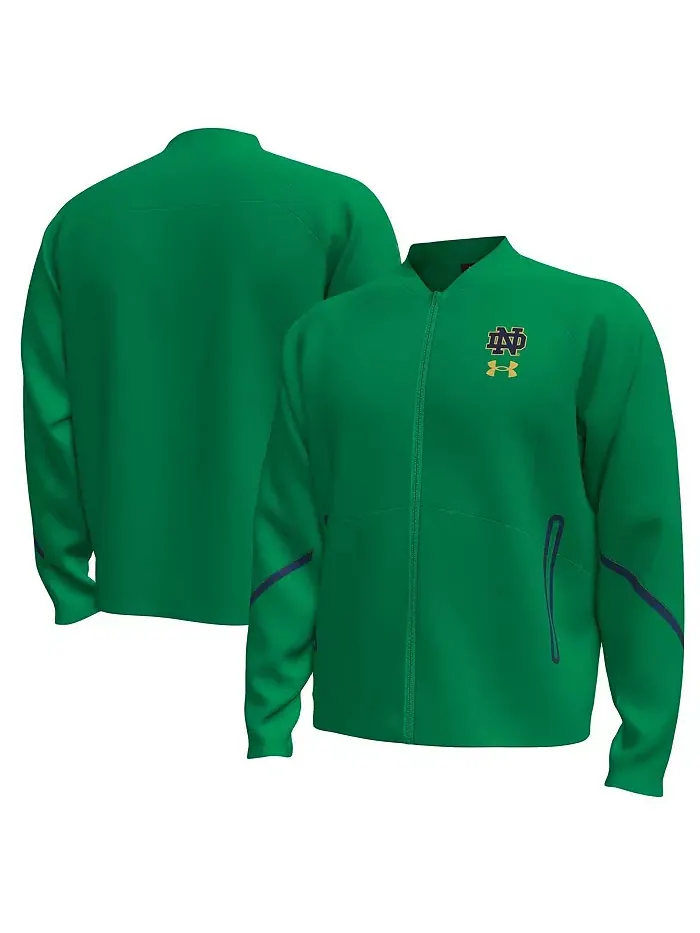 Мужская зеленая бомбер Notre Dame Fighting Irish Unstoppable на молнии Under Armour