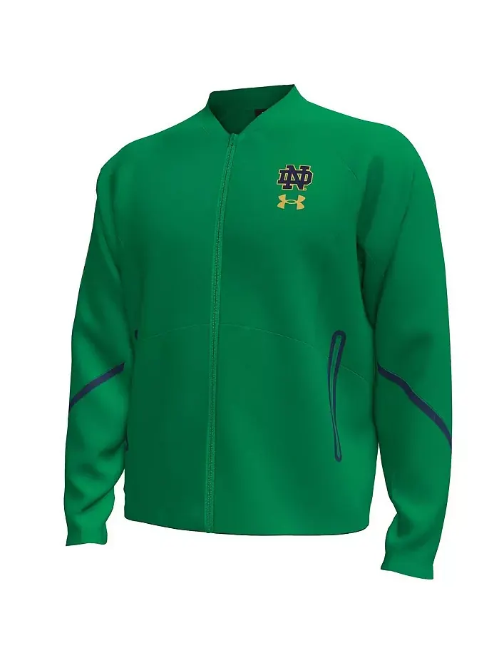 Мужская зеленая бомбер Notre Dame Fighting Irish Unstoppable на молнии Under Armour — изображение 2 из 3