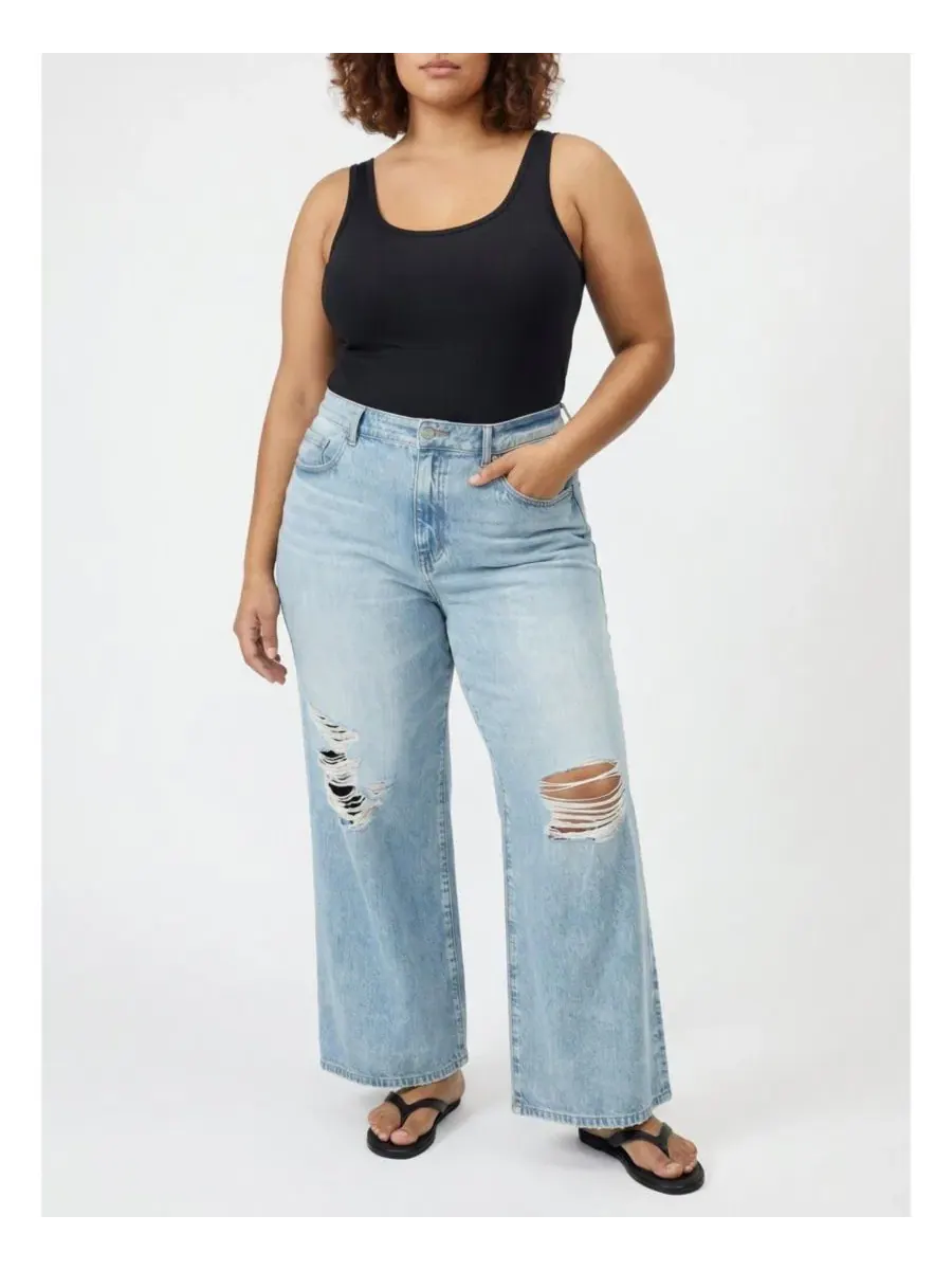 Джинсы с высокой посадкой, свободные, с широкой штаниной, Rigid+Stretch Denim Torrid, Sam Hill — изображение 2 из 3