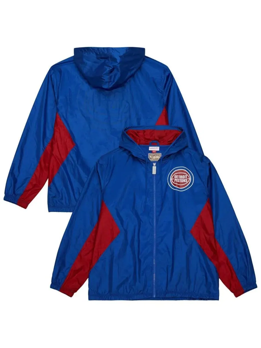 Mitchell & Ness Мужская синяя ветровка на молнии с капюшоном Detroit Pistons Playmaker