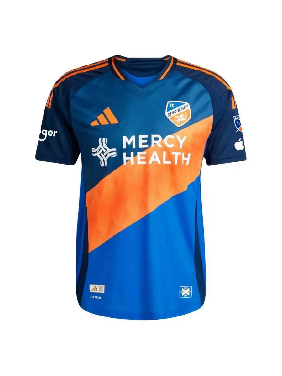 Adidas Мужская футболка Kevin Denkey Blue FC Cincinnati 2025 Orange and Blue Legacy Kit Authentic — изображение 2 из 3, синий