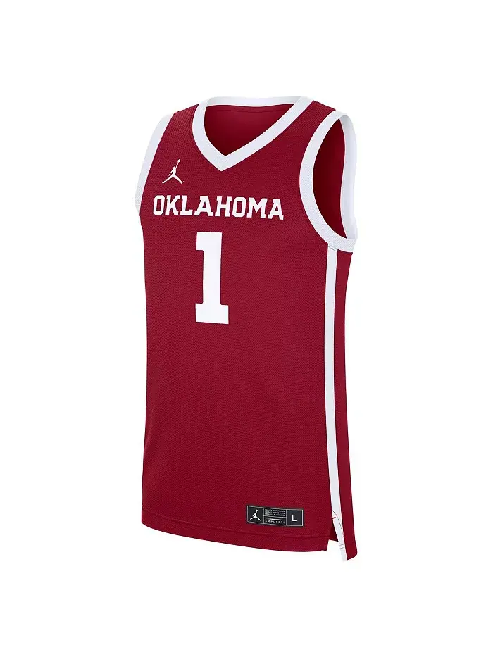 Мужская баскетбольная майка-реплика Crimson Oklahoma Sooners 1 Road Jordan — изображение 2 из 3