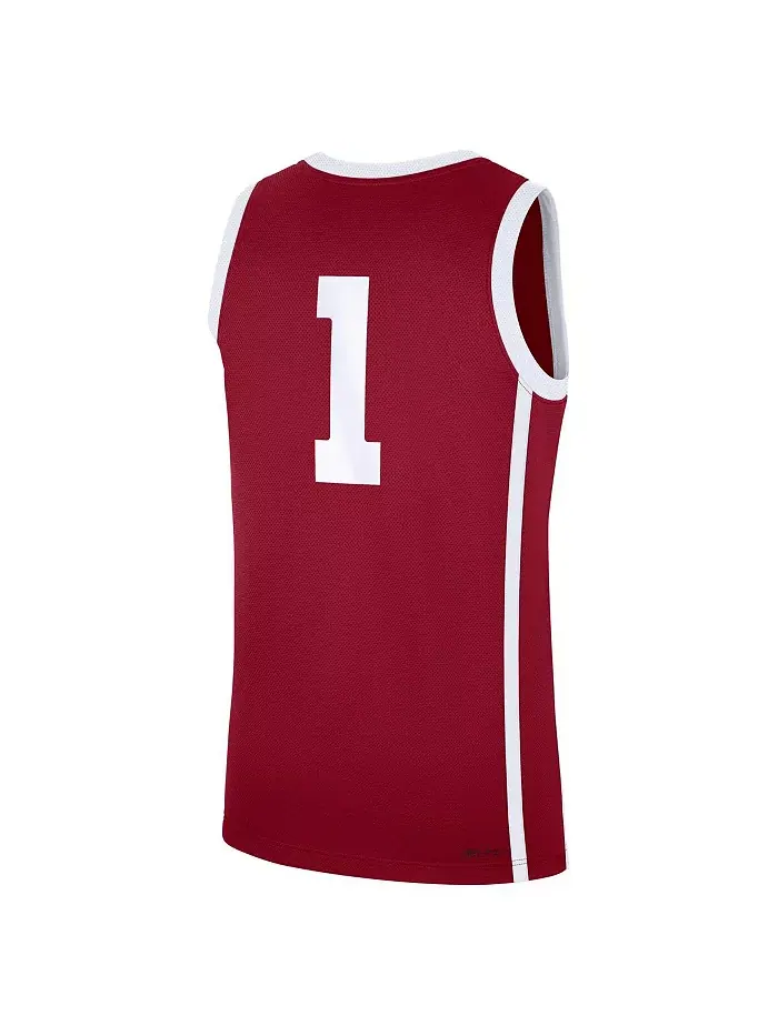 Мужская баскетбольная майка-реплика Crimson Oklahoma Sooners 1 Road Jordan — изображение 3 из 3